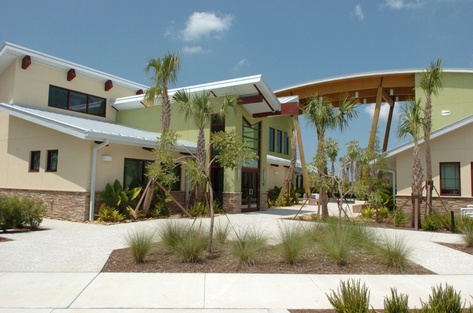 The Wellness community center used recycled products for its construction materials!